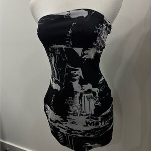 White Fox Boutique Monochrome Strapless Mini Dress